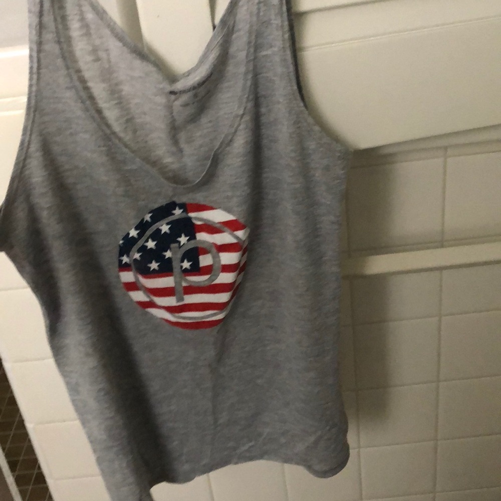 Pure Barre American Flag Circle P tank. small